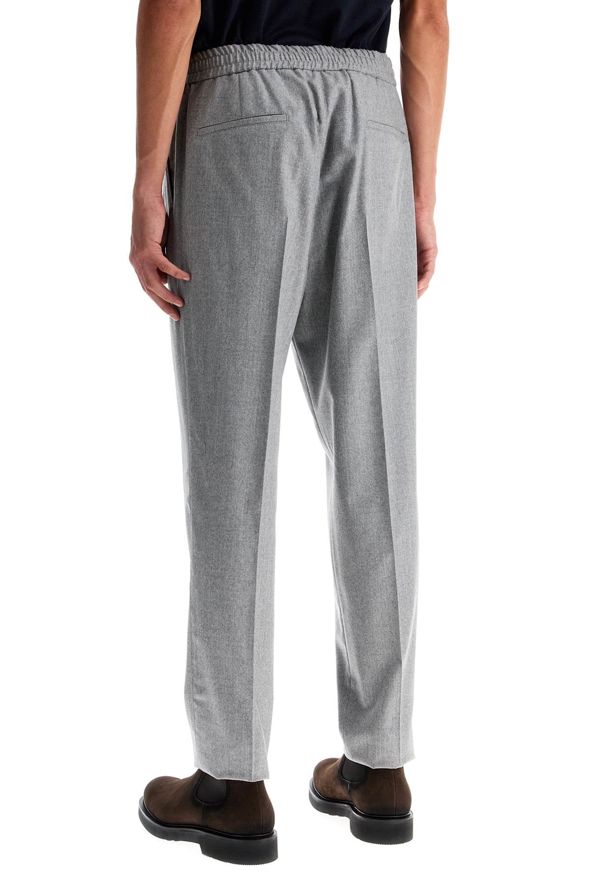 Brunello Cucinelli Wool Flannel Leisure Fit Pants In Grey