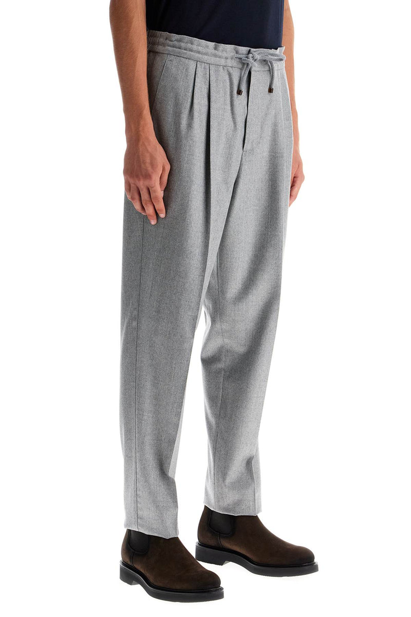 Brunello Cucinelli Wool Flannel Leisure Fit Pants In Grey