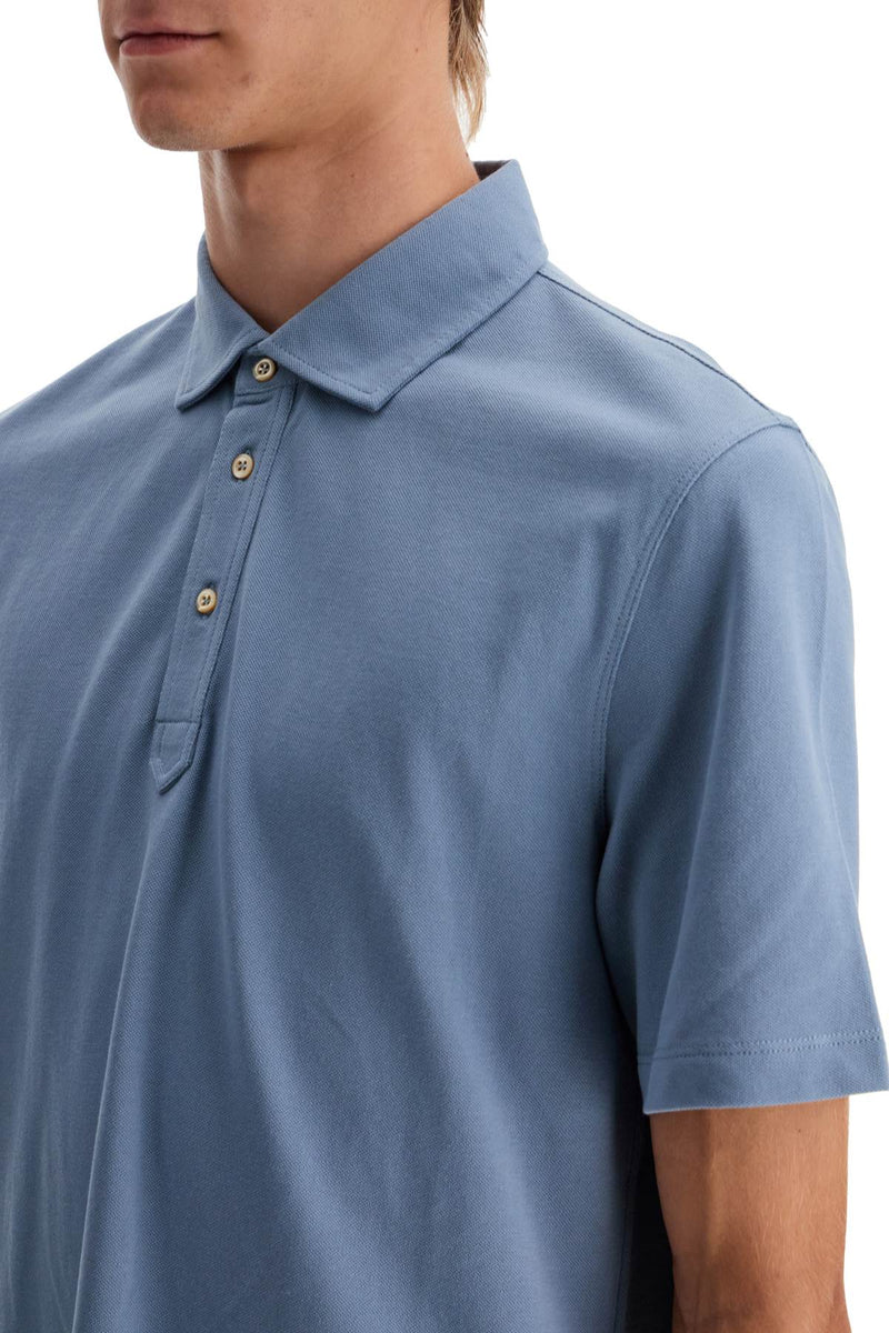 Brunello Cucinelli Pique Polo Shirt Blue