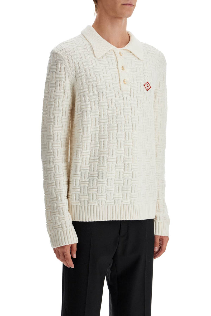 Casablanca Woolen Polo-Style Pullover White