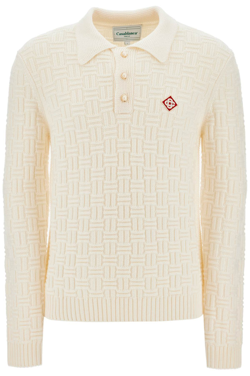 Casablanca Woolen Polo-Style Pullover White