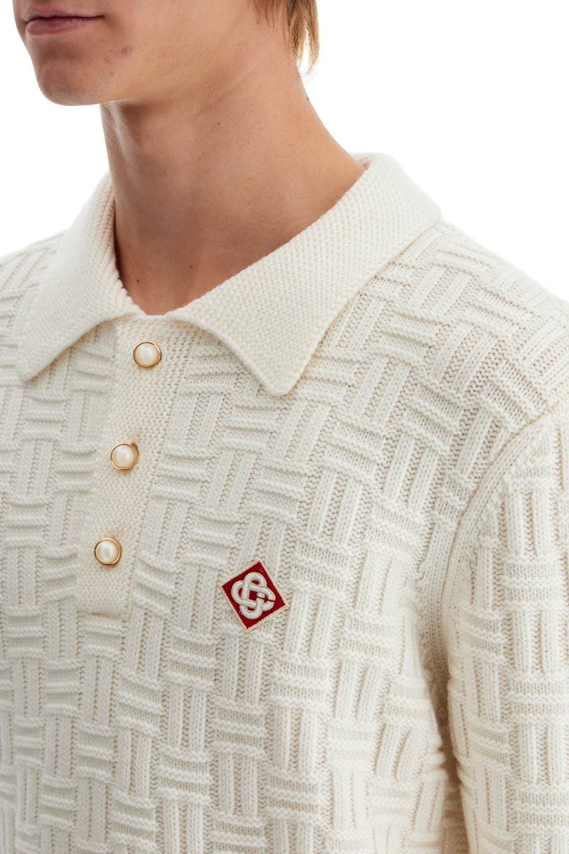 Casablanca Woolen Polo-Style Pullover White