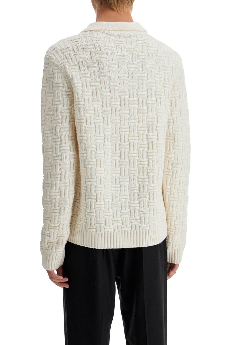 Casablanca Woolen Polo-Style Pullover White