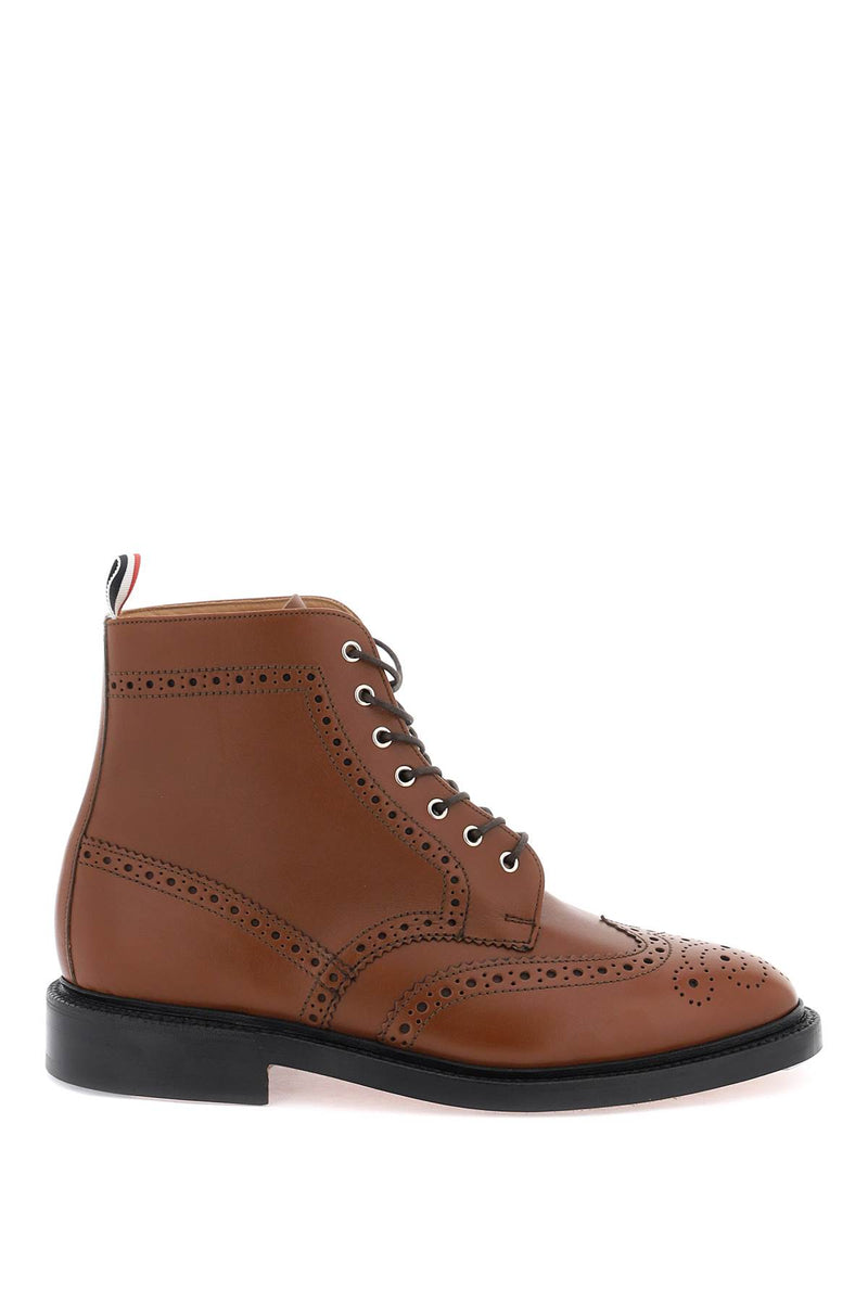 Thom Browne Wingtip Ankle Boots With Brogue Details Brown