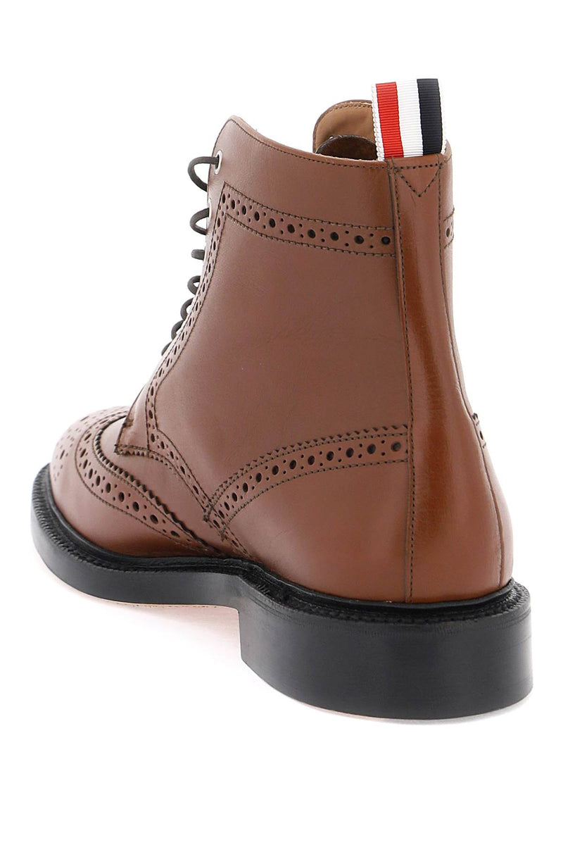 Thom Browne Wingtip Ankle Boots With Brogue Details Brown