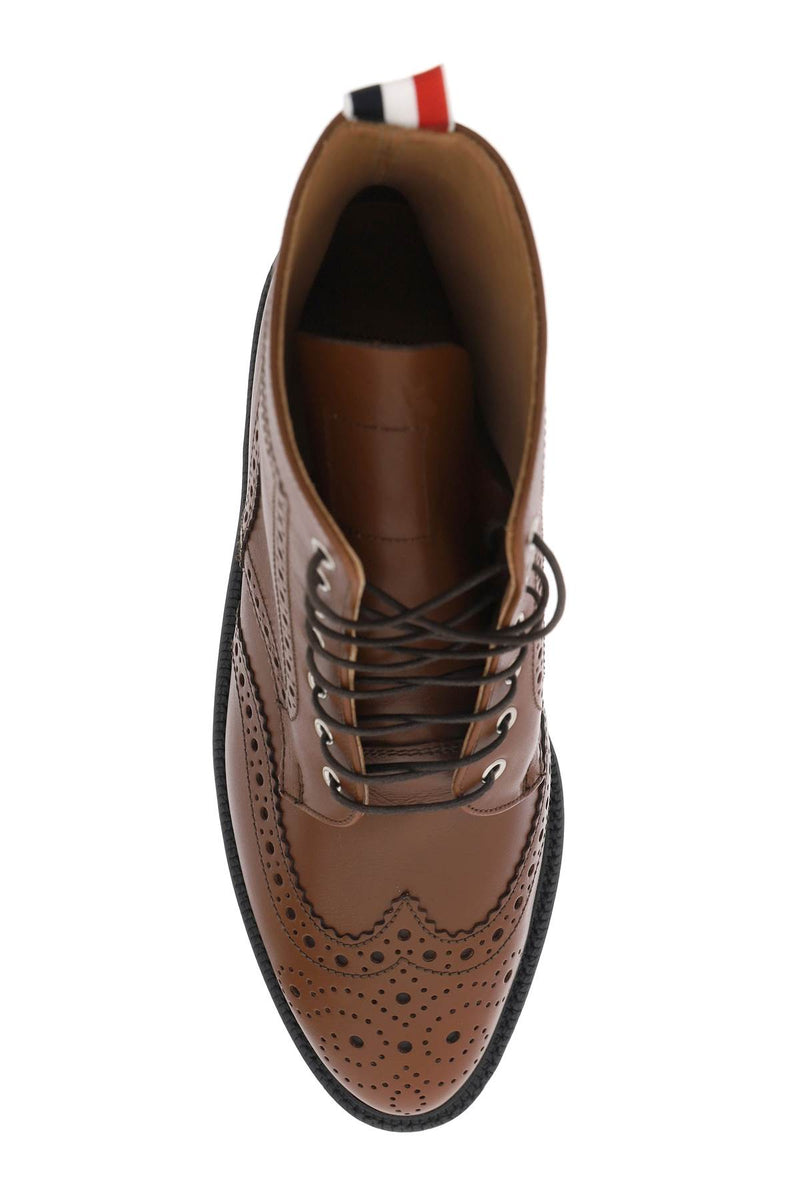 Thom Browne Wingtip Ankle Boots With Brogue Details Brown