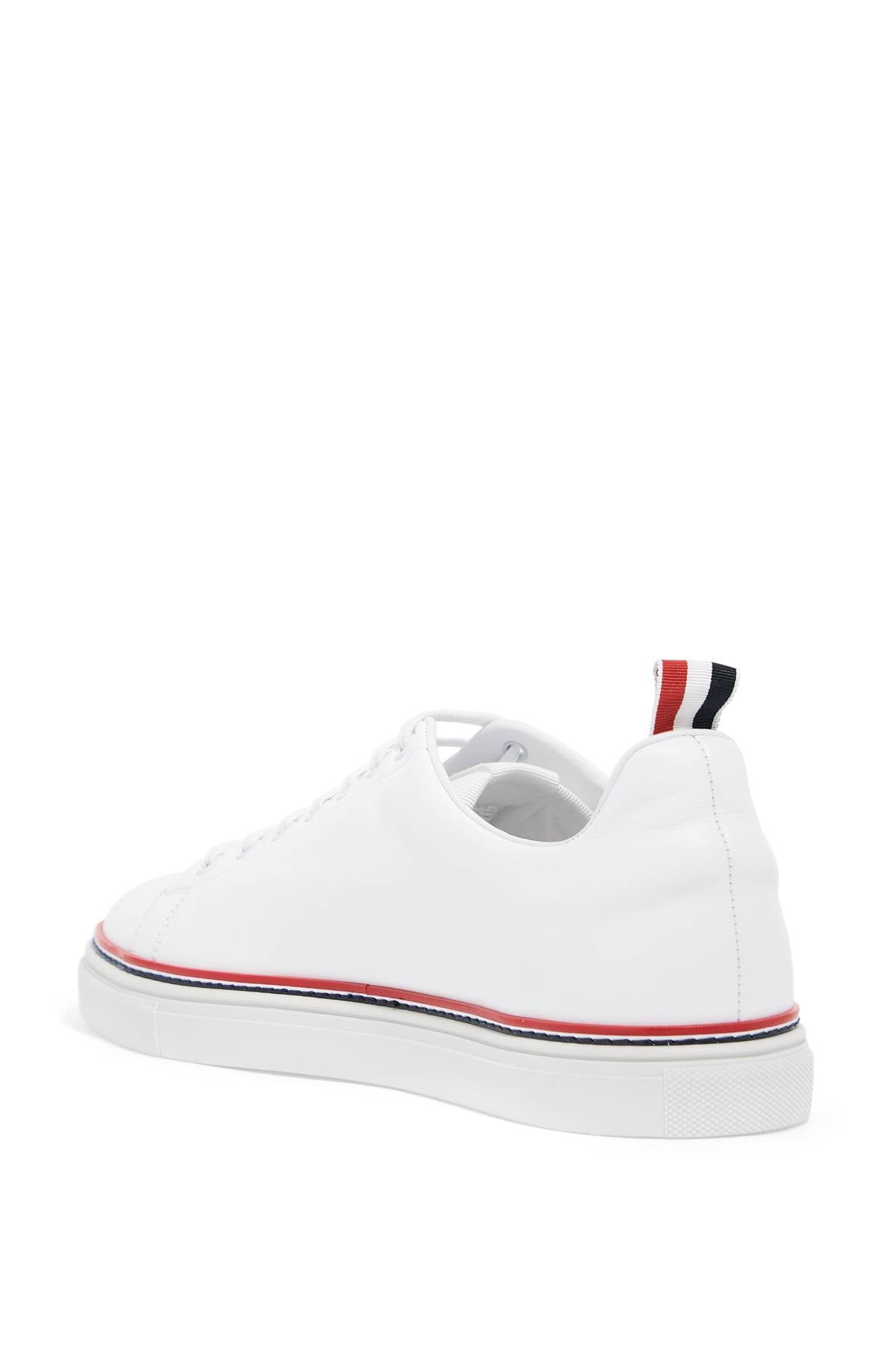 Thom Browne Smooth Leather Sneakers With Tricolor Detail White