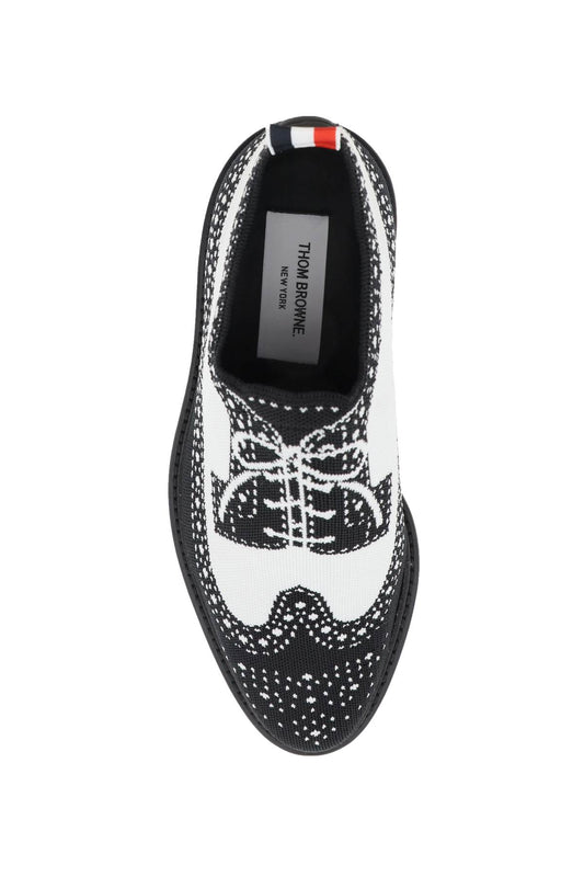 Thom Browne Longwing Brogue Loafers In Trompe L'Oeil Knit Black