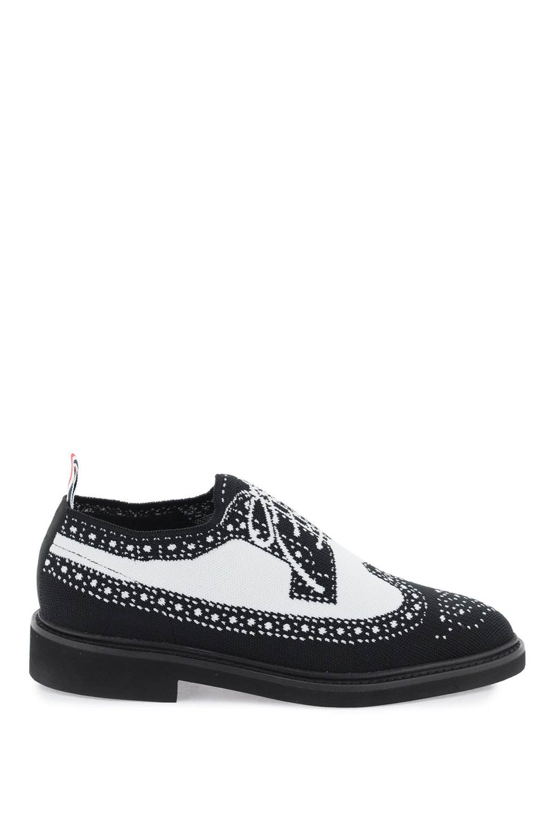 Thom Browne Longwing Brogue Loafers In Trompe L'Oeil Knit Black