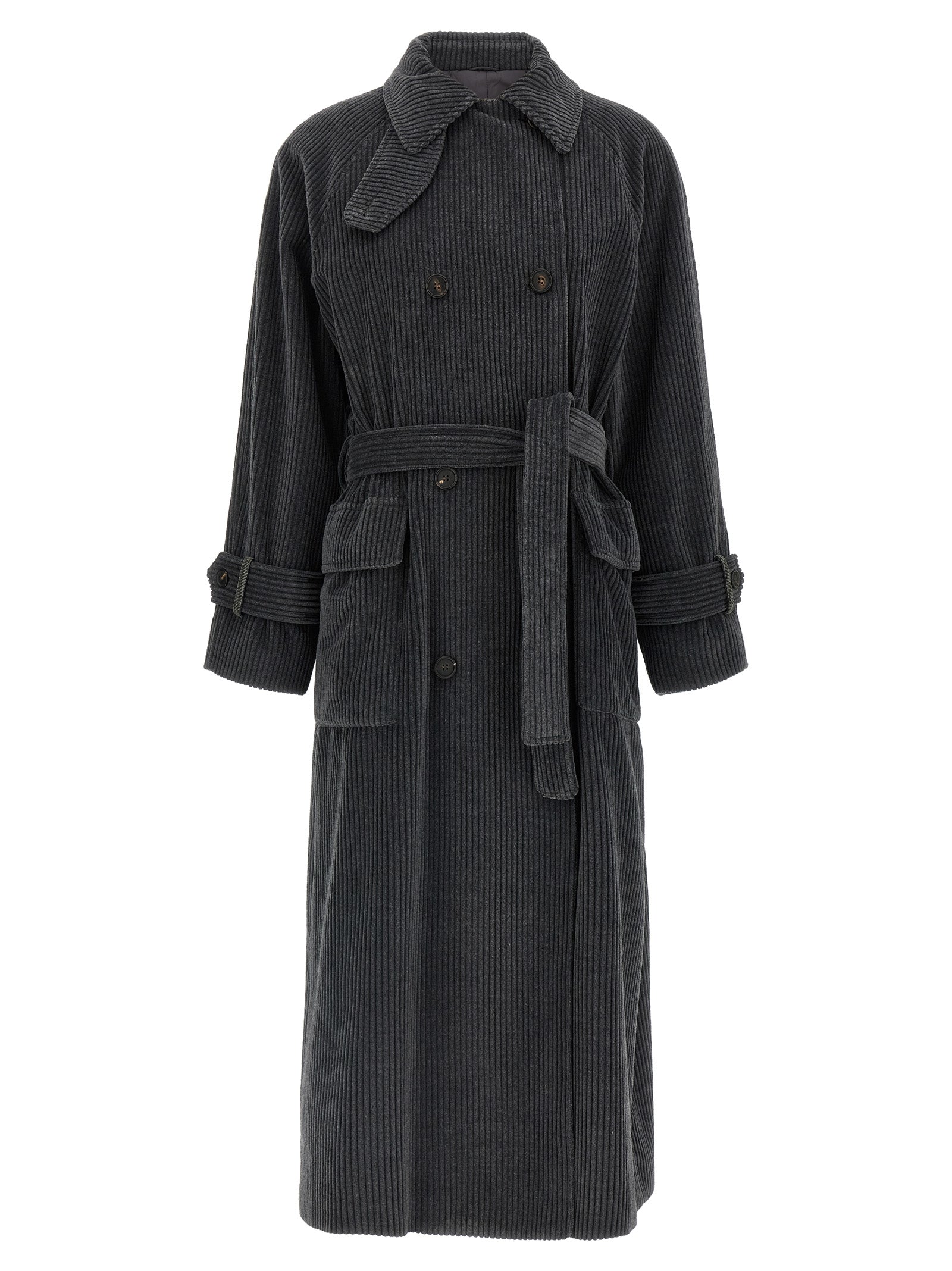 Brunello Cucinelli Ribbed Velvet Trench Coat