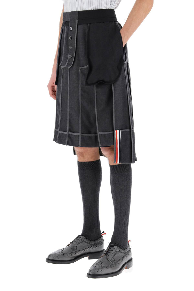 Thom Browne Inside-Out Pleated Skirt Grey