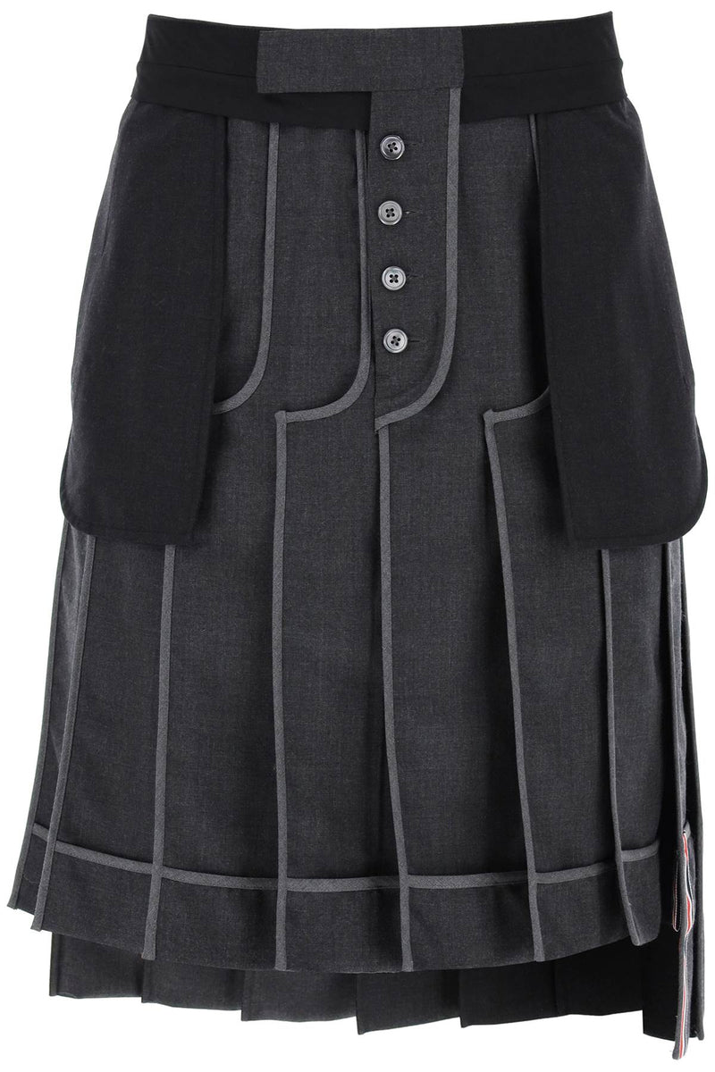 Thom Browne Inside-Out Pleated Skirt Grey