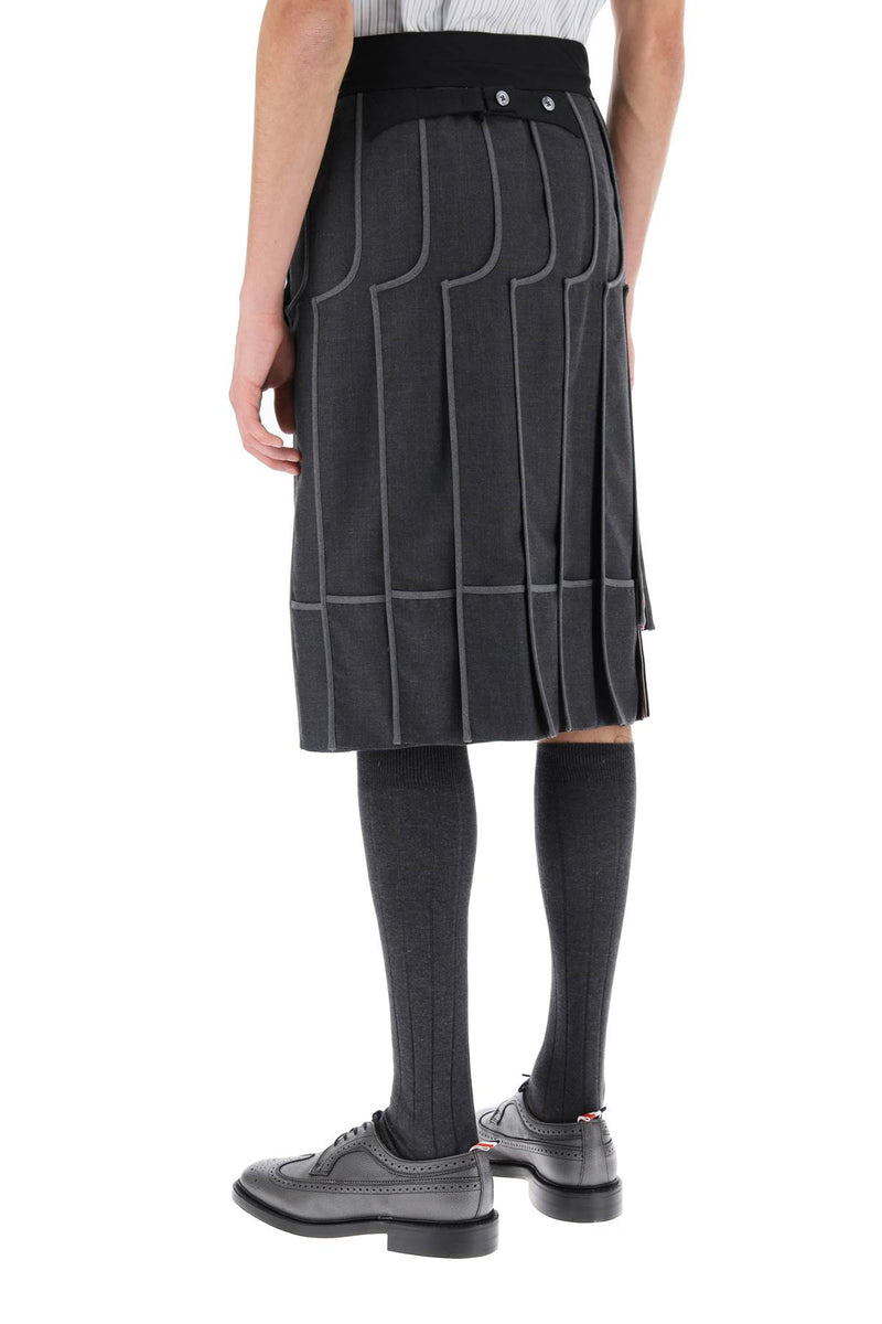 Thom Browne Inside-Out Pleated Skirt Grey