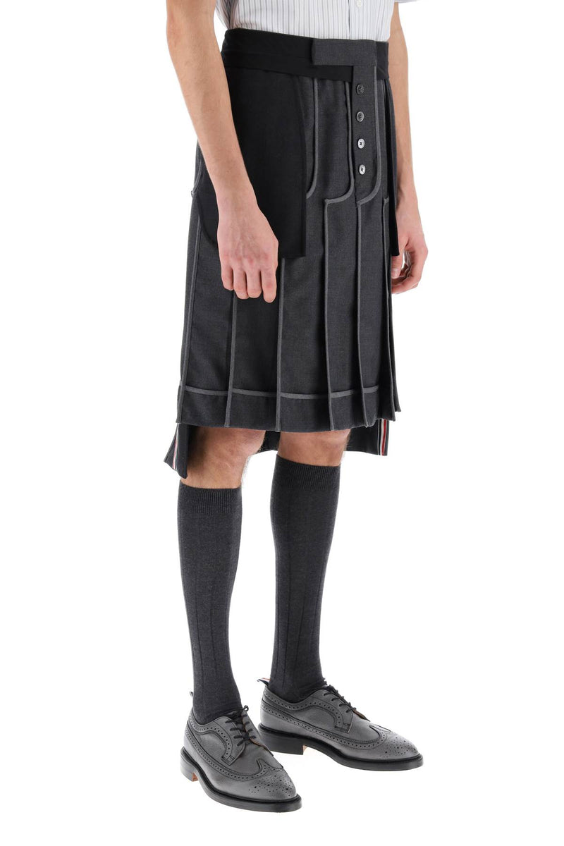 Thom Browne Inside-Out Pleated Skirt Grey