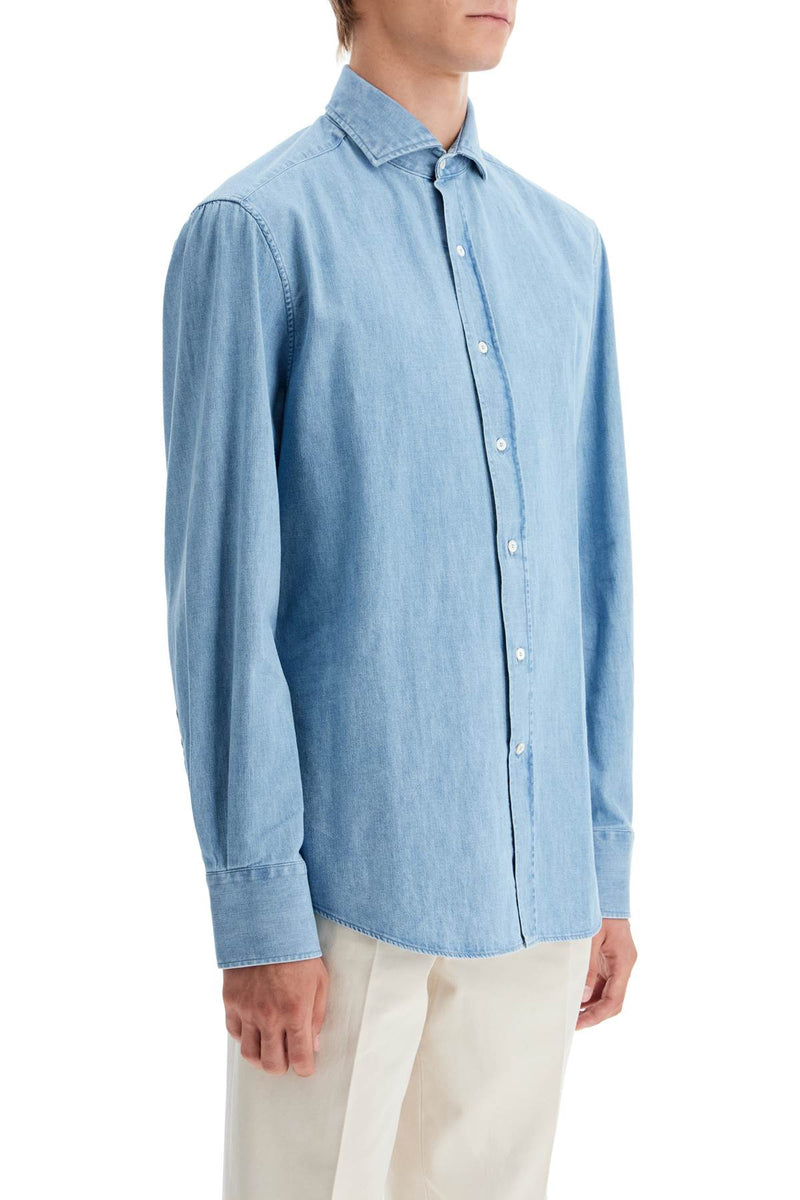 Brunello Cucinelli Lightweight Slim Fit Denim Shirt Blue