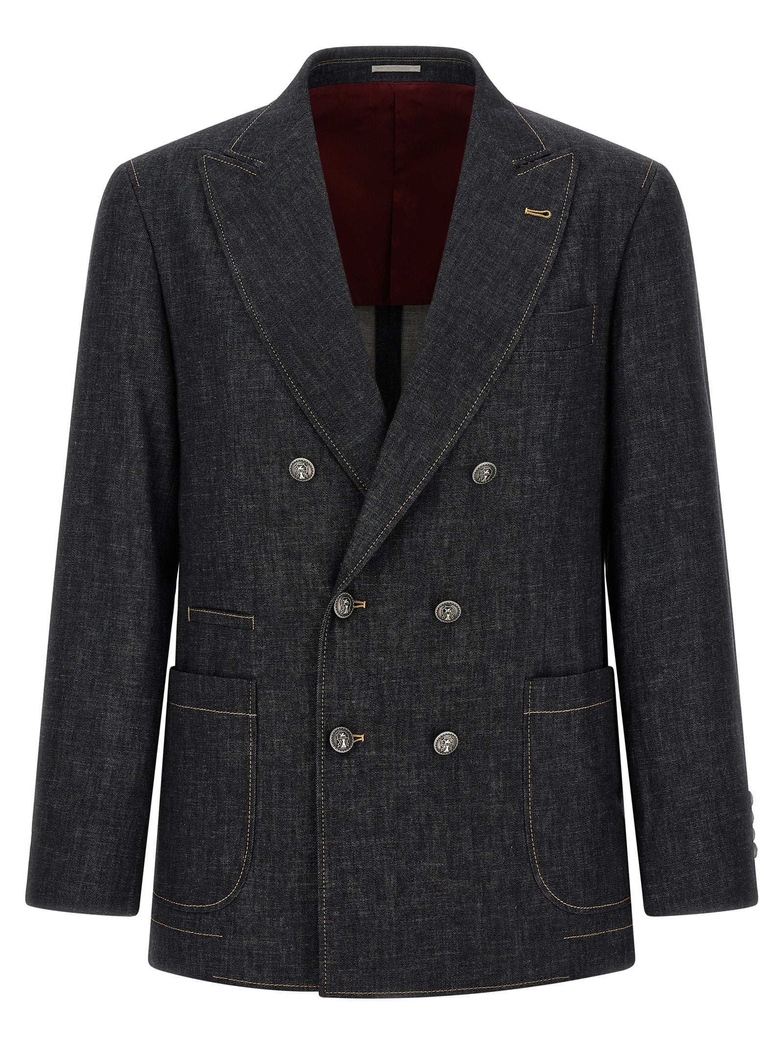 Brunello Cucinelli Double-Breasted Denim Blazer
