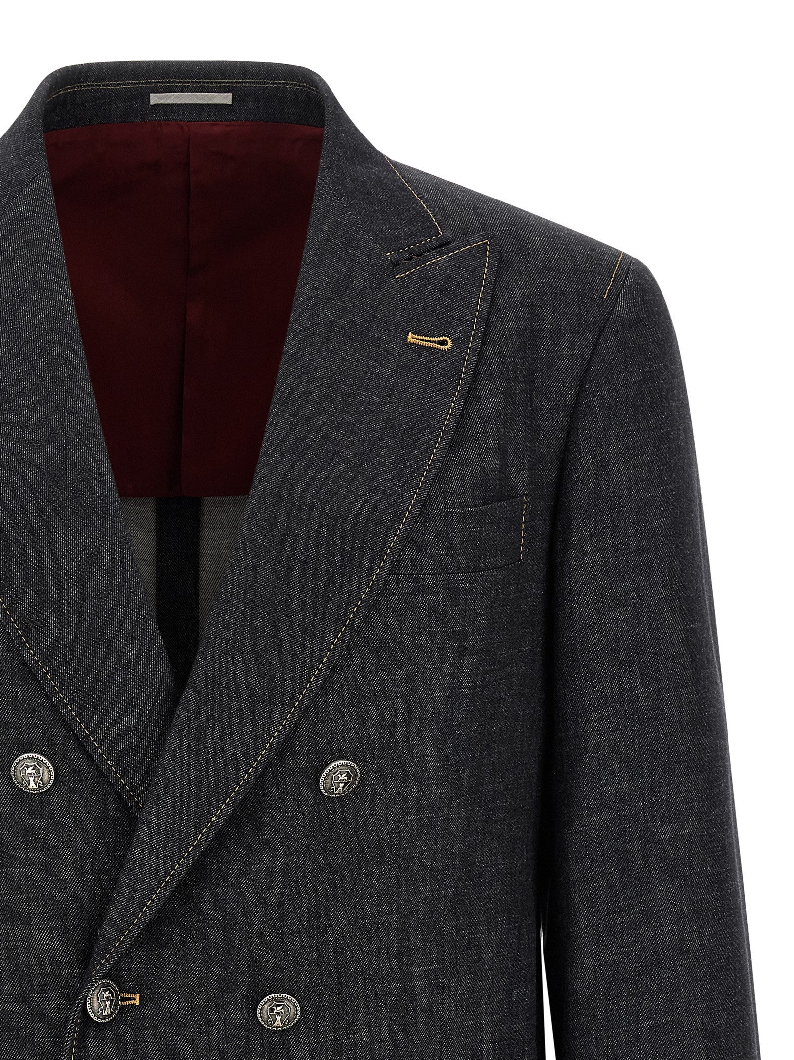 Brunello Cucinelli Double-Breasted Denim Blazer