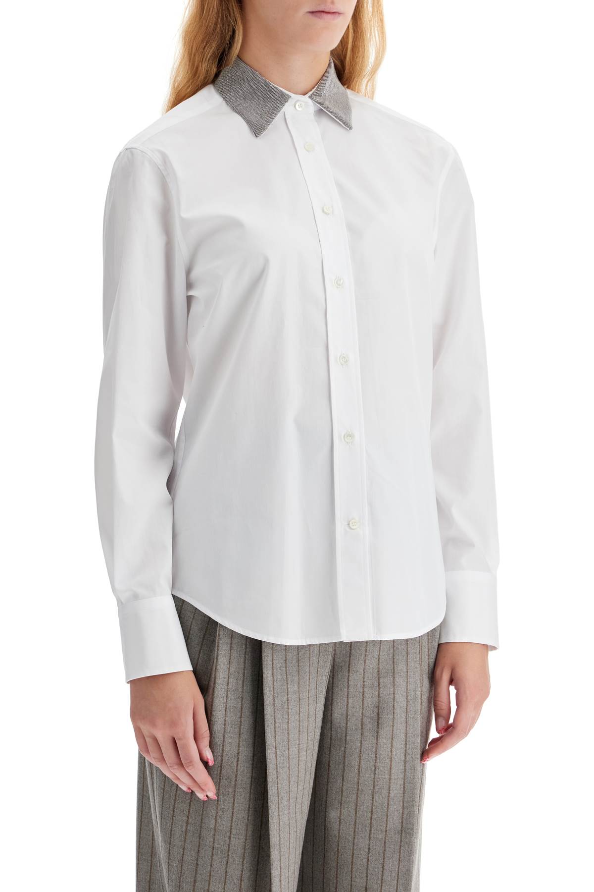 Brunello Cucinelli Shirt With Beaded Collar