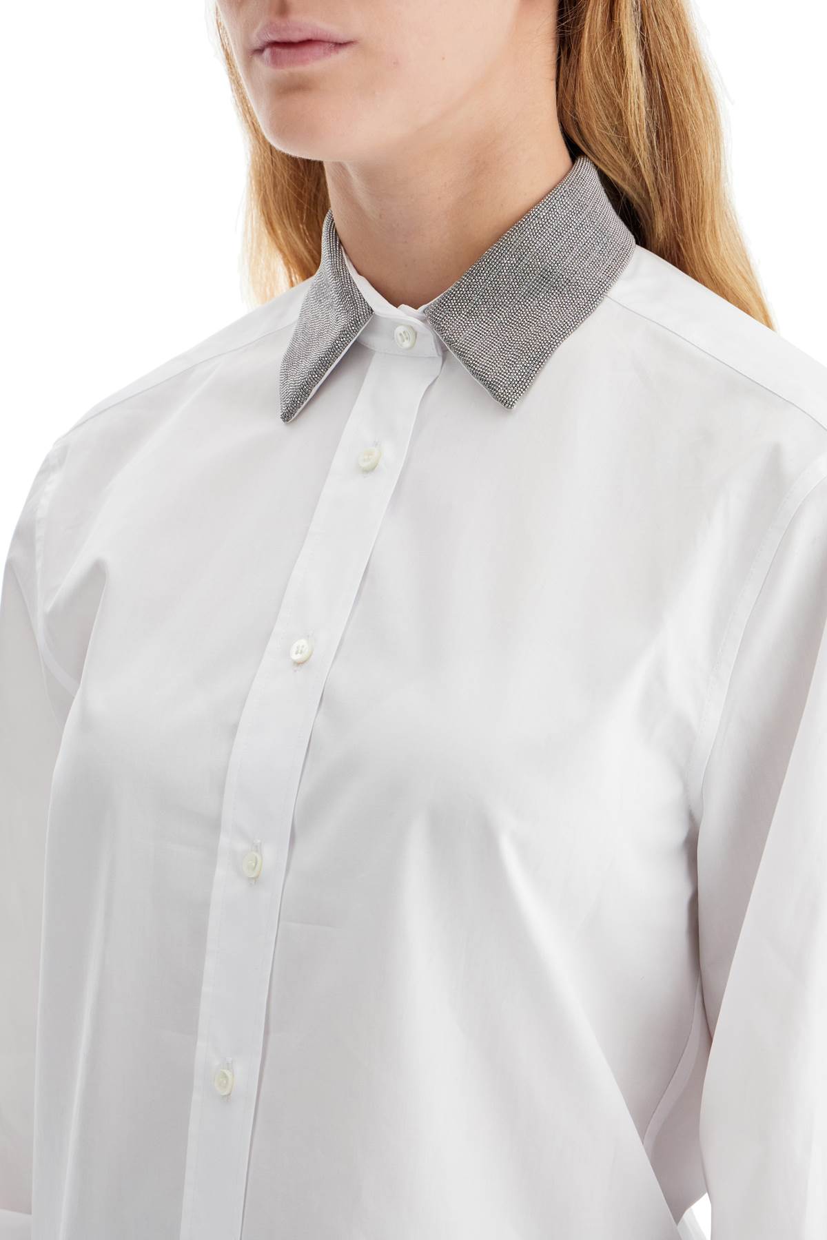 Brunello Cucinelli Shirt With Beaded Collar