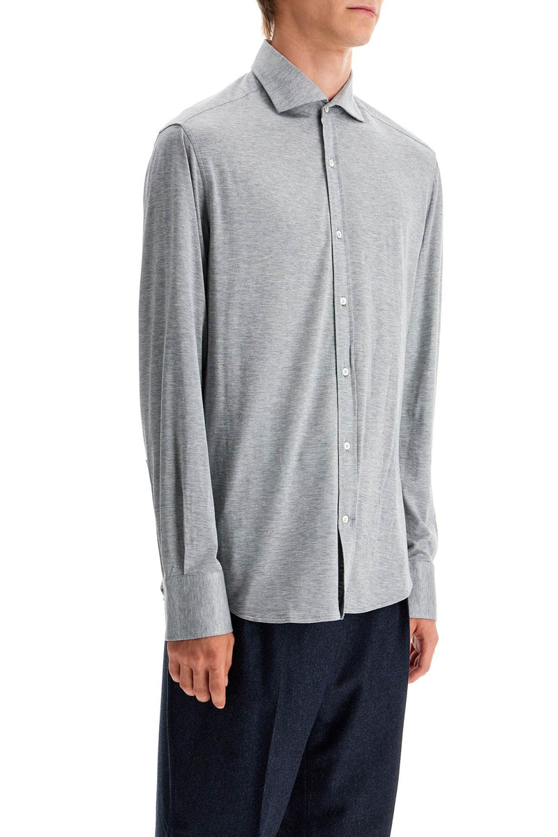 Brunello Cucinelli Silk And Cotton Jersey Shirt Grey