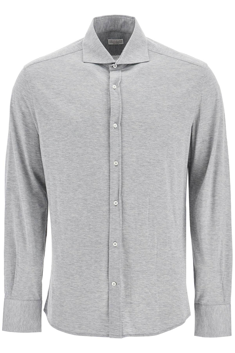 Brunello Cucinelli Silk And Cotton Jersey Shirt Grey