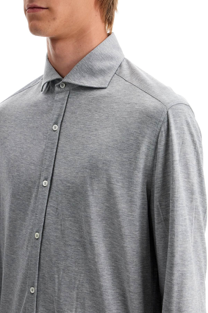 Brunello Cucinelli Silk And Cotton Jersey Shirt Grey