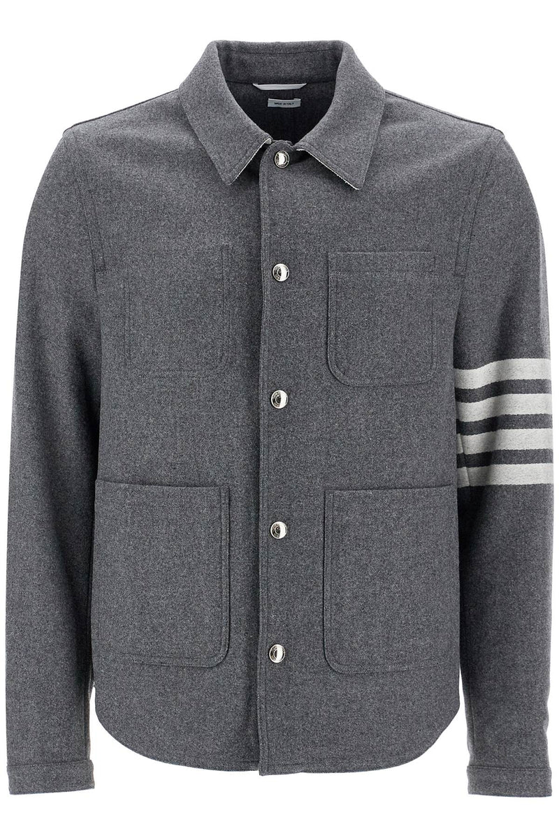 Thom Browne Wool And Cashmere Blend Oversh Grey