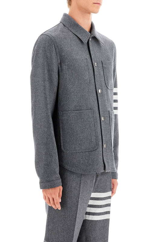 Thom Browne Wool And Cashmere Blend Oversh Grey