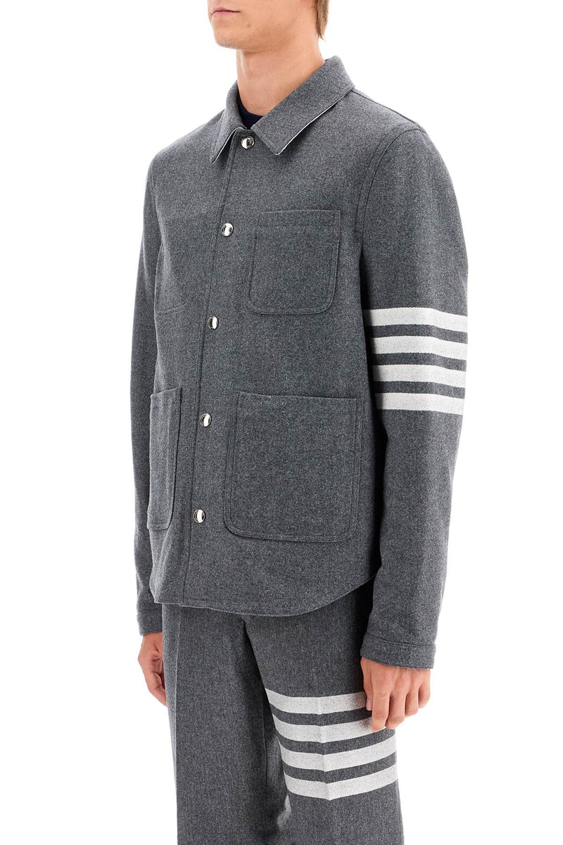 Thom Browne Wool And Cashmere Blend Oversh Grey