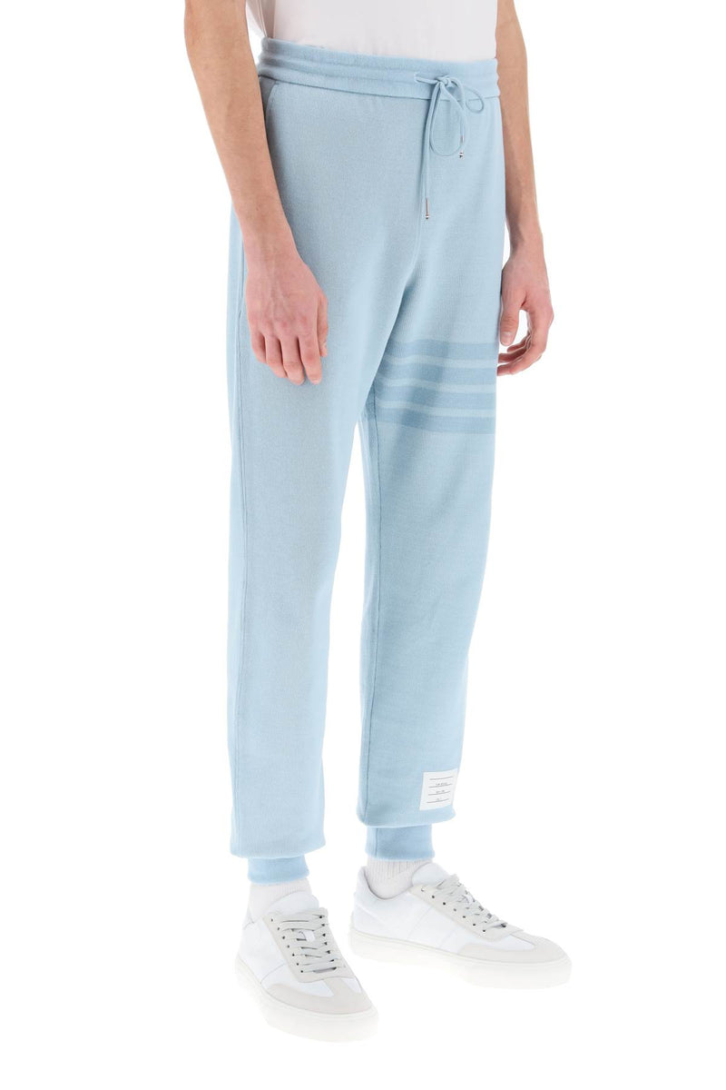 Thom Browne 4-Bar Joggers In Cotton Knit Blue