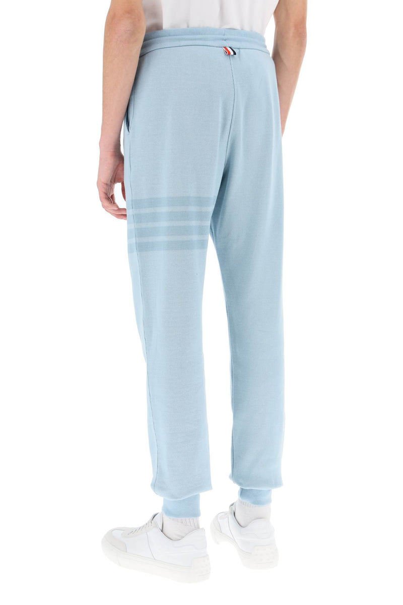 Thom Browne 4-Bar Joggers In Cotton Knit Blue