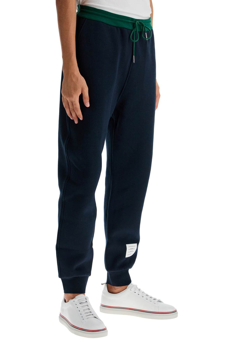 Thom Browne Color Block Fleece Joggers For Men Blue