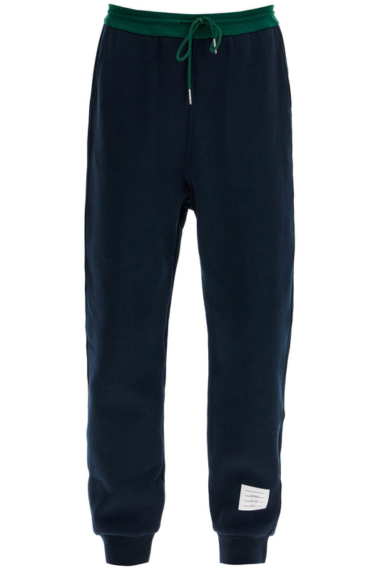 Thom Browne Color Block Fleece Joggers For Men Blue