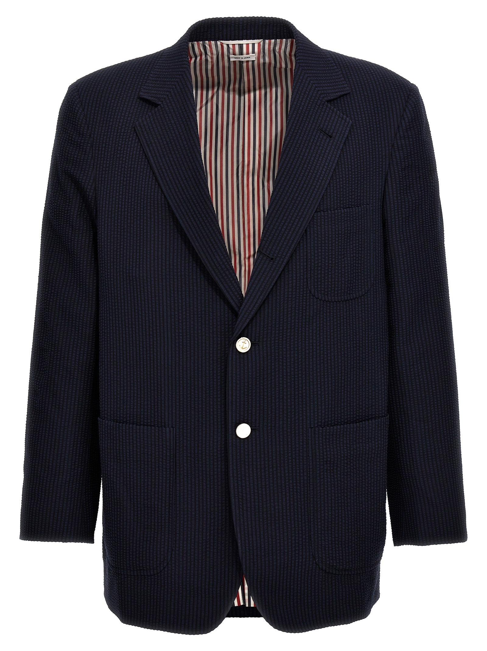 Thom Browne Single-Breasted Seersucker Blazer