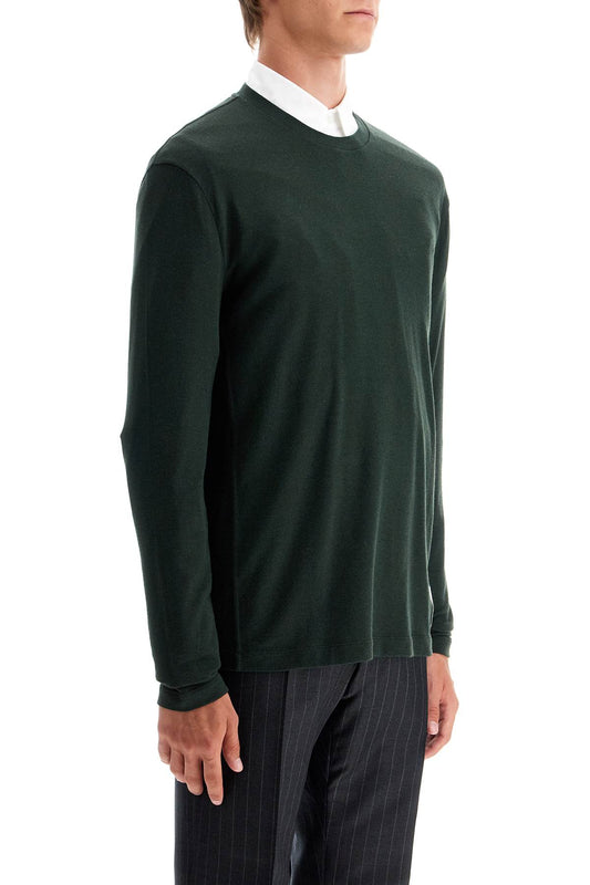 Thom Browne Long-Sleeved Wool Jersey T-Shirt For Men Green