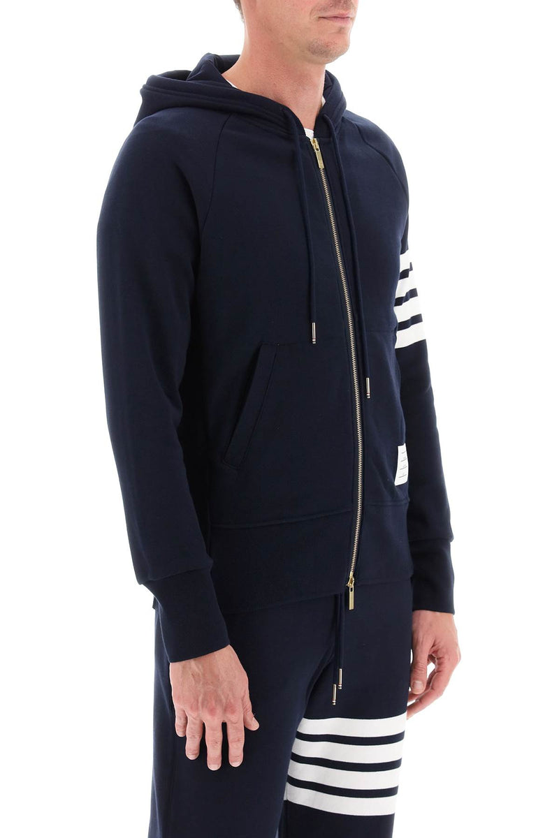 Thom Browne 4-Bar Zip-Up Hoodie Blue