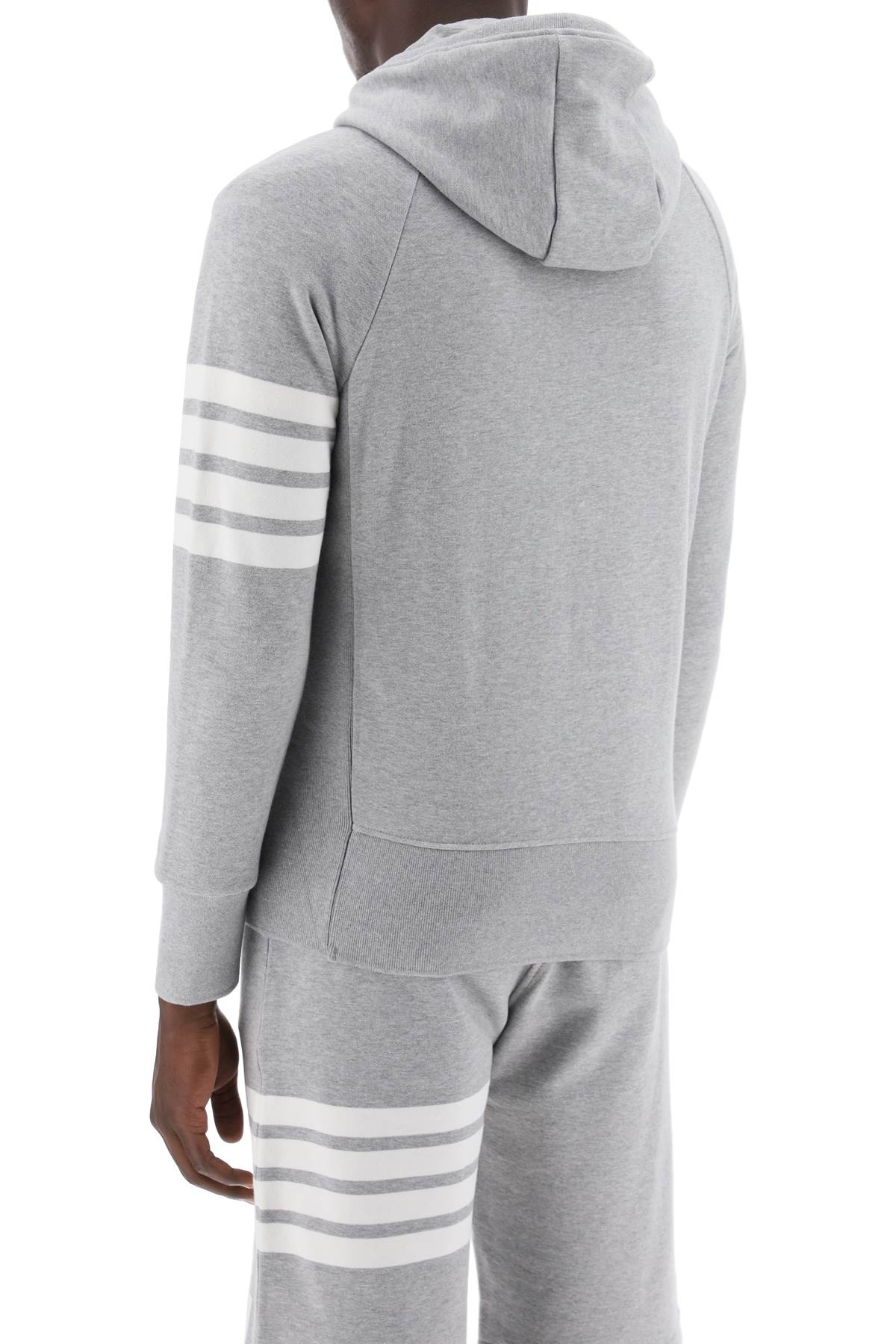 Thom Browne 4-Bar Zip-Up Hoodie Grey