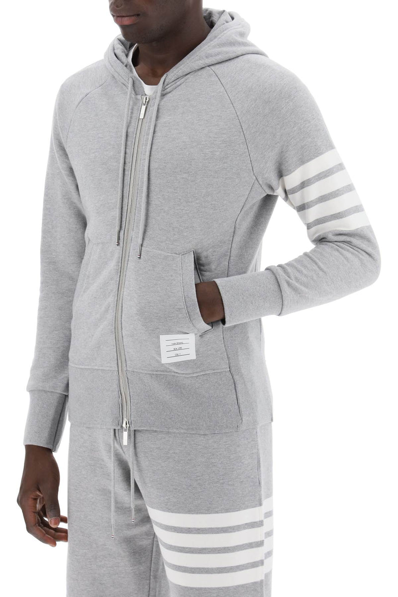 Thom Browne 4-Bar Zip-Up Hoodie Grey