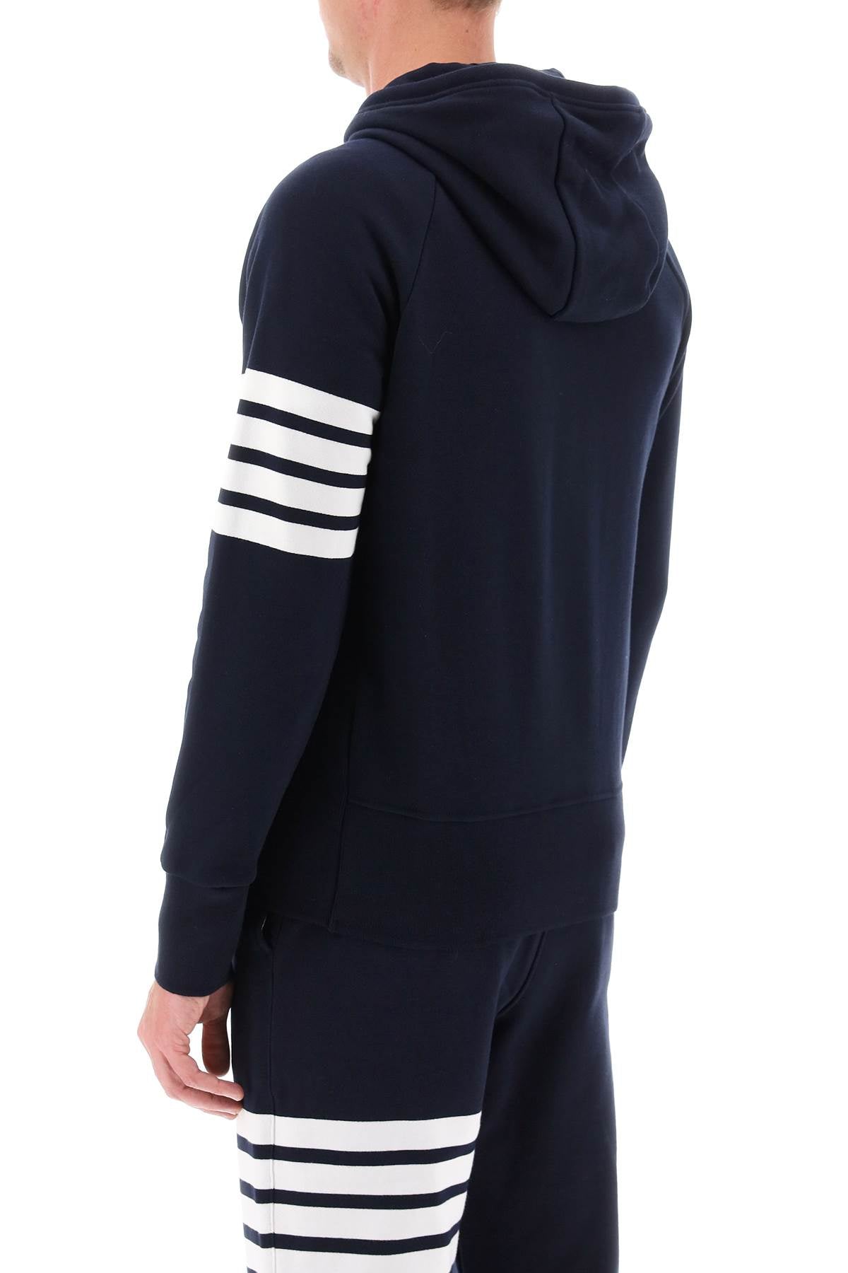 Thom Browne 4-Bar Zip-Up Hoodie Blue