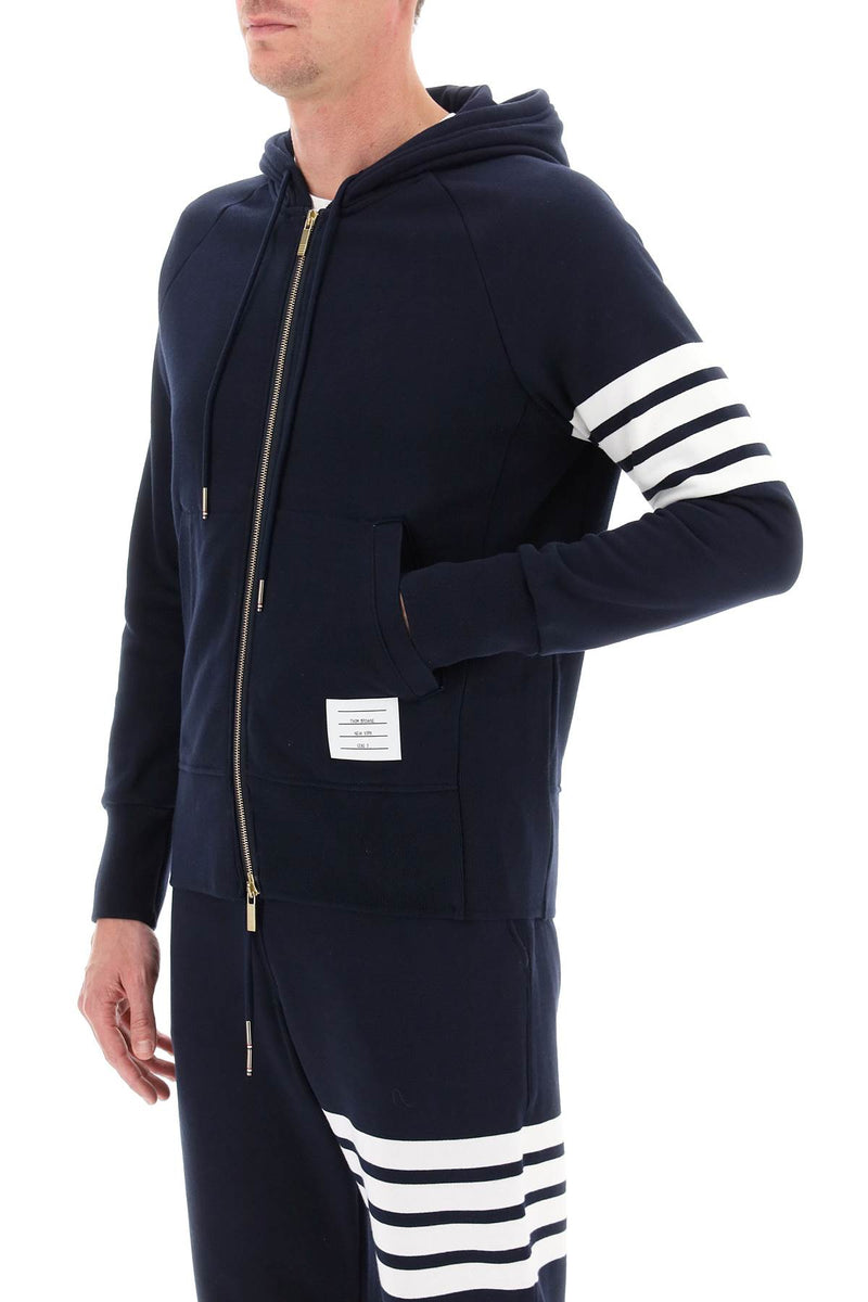 Thom Browne 4-Bar Zip-Up Hoodie Blue