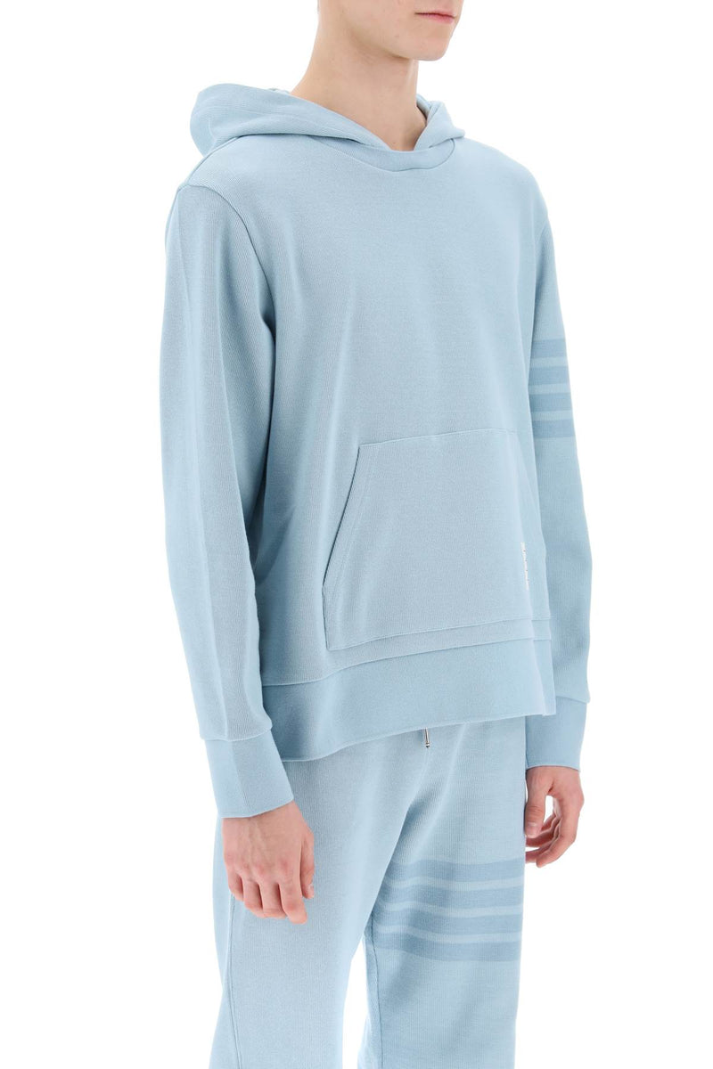 Thom Browne 4-Bar Hoodie In Cotton Knit Blue