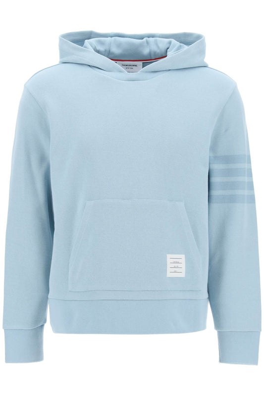 Thom Browne 4-Bar Hoodie In Cotton Knit Blue