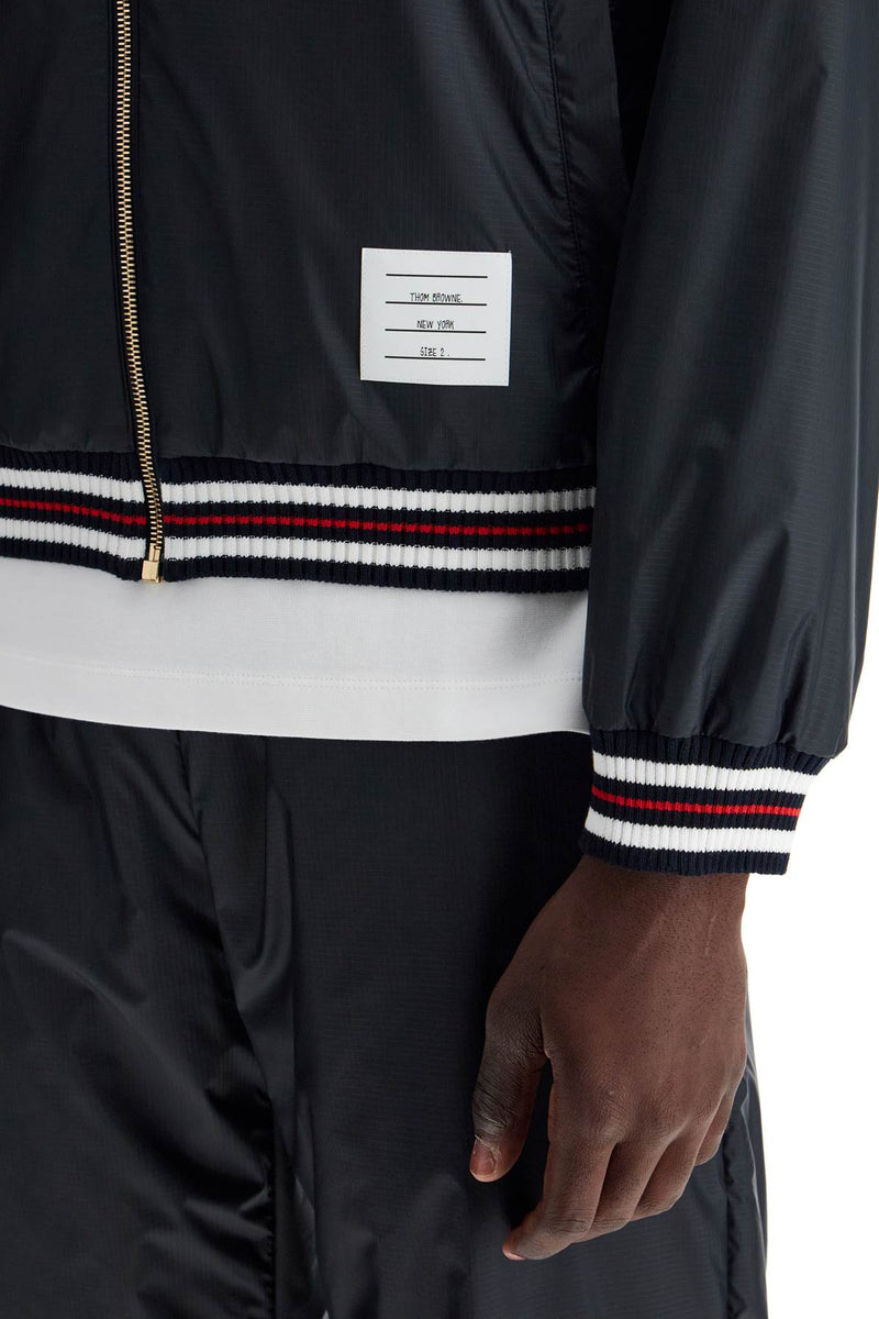 Thom Browne Windbreaker Jacket In Ripstop Fabric Blue