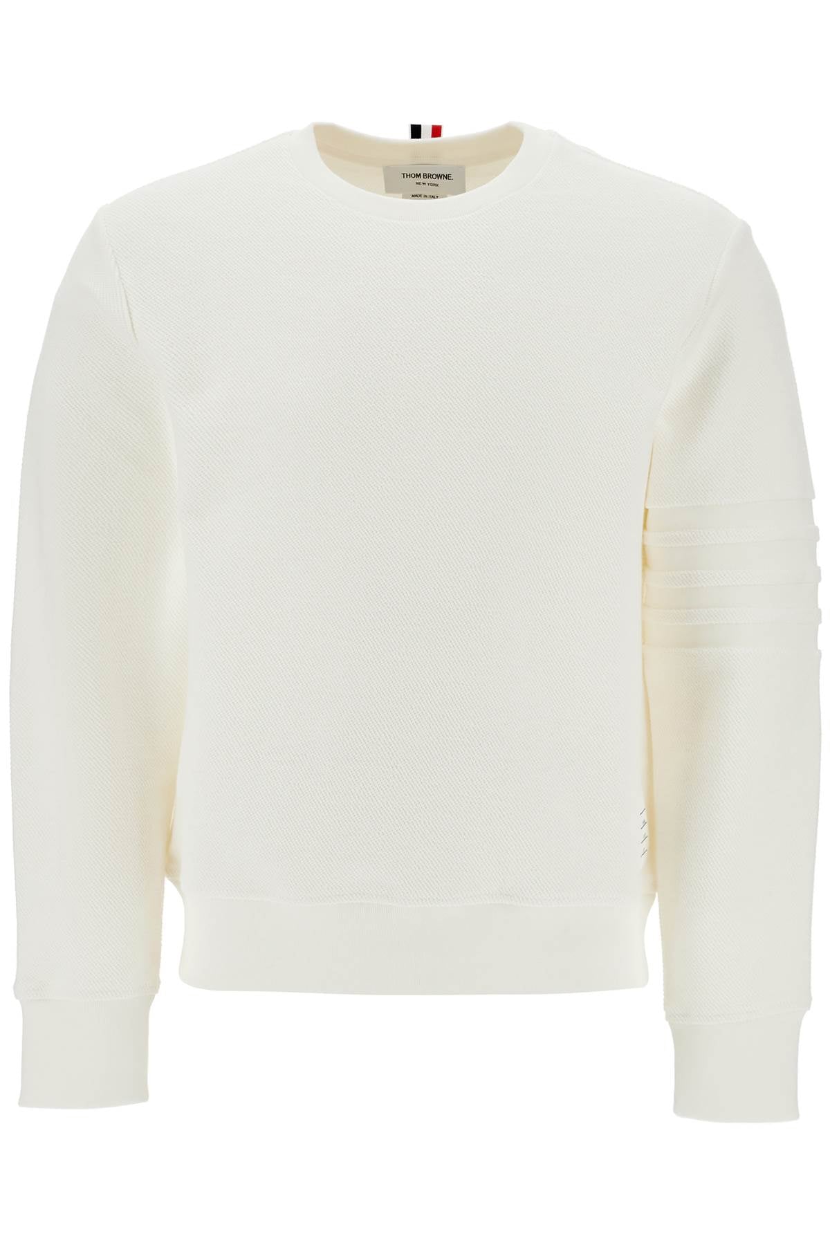 Thom Browne Thom Browne White Cotton Four Bar Crewneck Sweatshirt