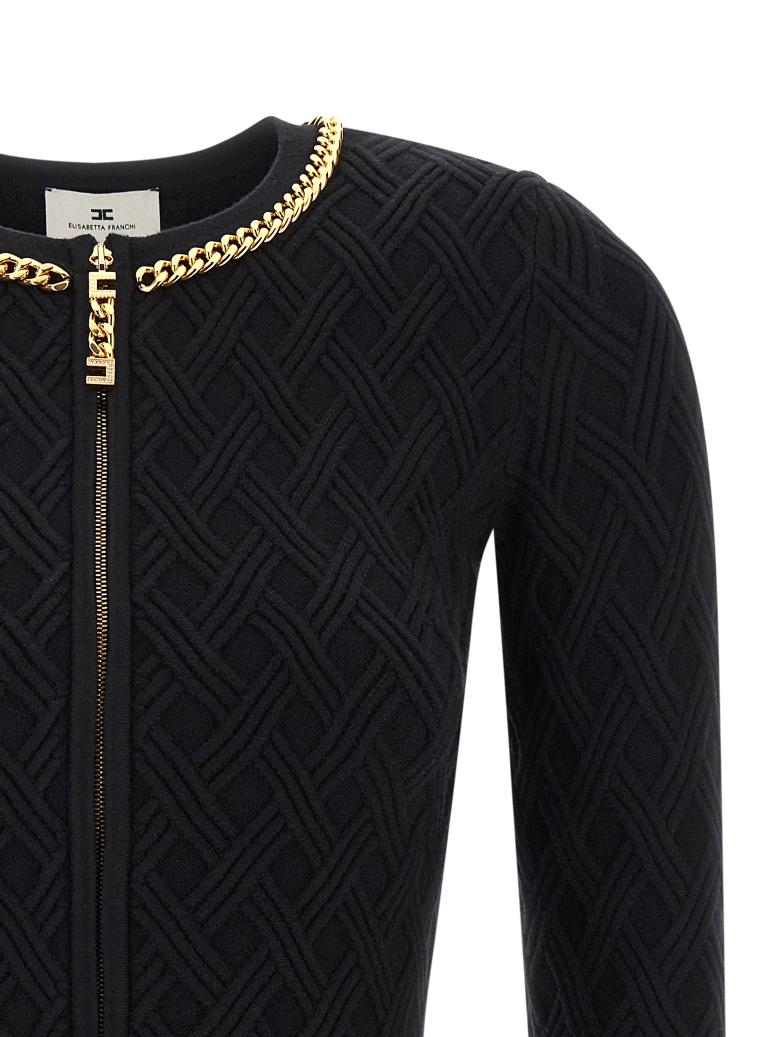 Elisabetta Franchi Jewel Zip Puller Cardigan