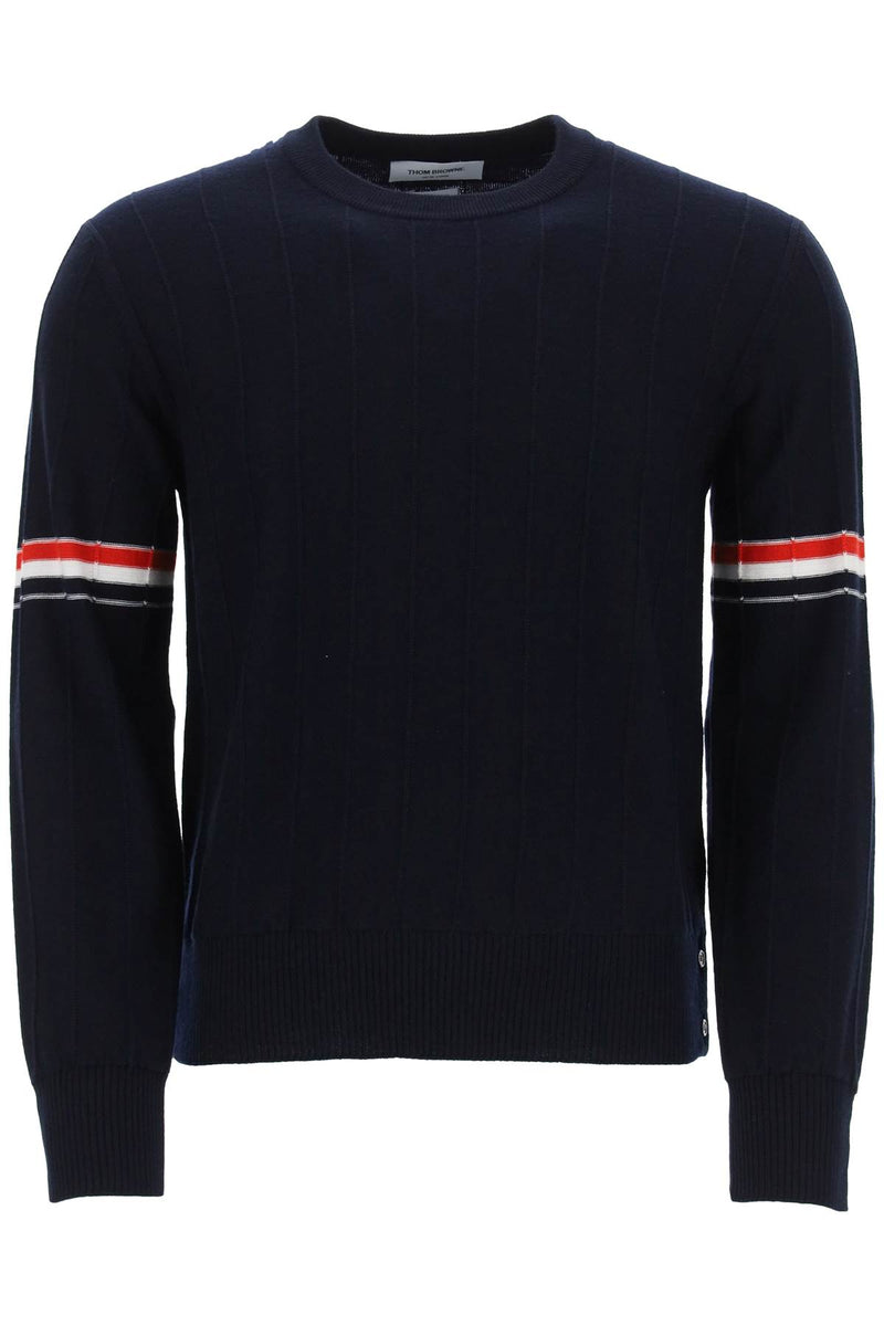 Thom Browne Crew-Neck Sweater With Tricolor Intarsia Blue