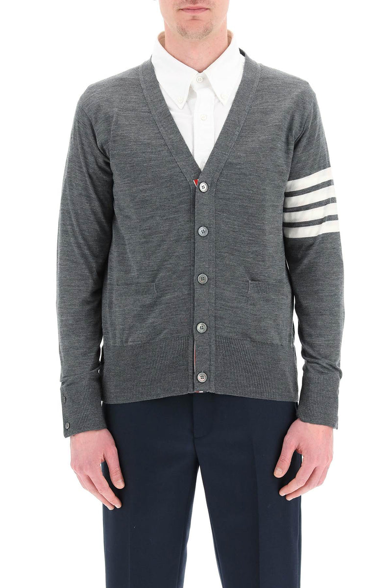 Thom Browne 4-Bar Cardigan Grey