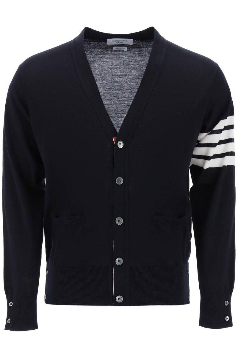 Thom Browne Merino Wool 4-Bar Cardigan Blue