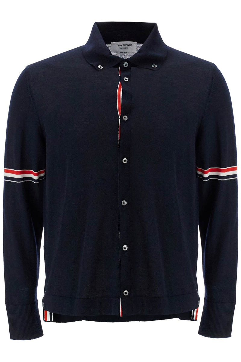 Thom Browne Wool Button-Down Cardigan For Blue