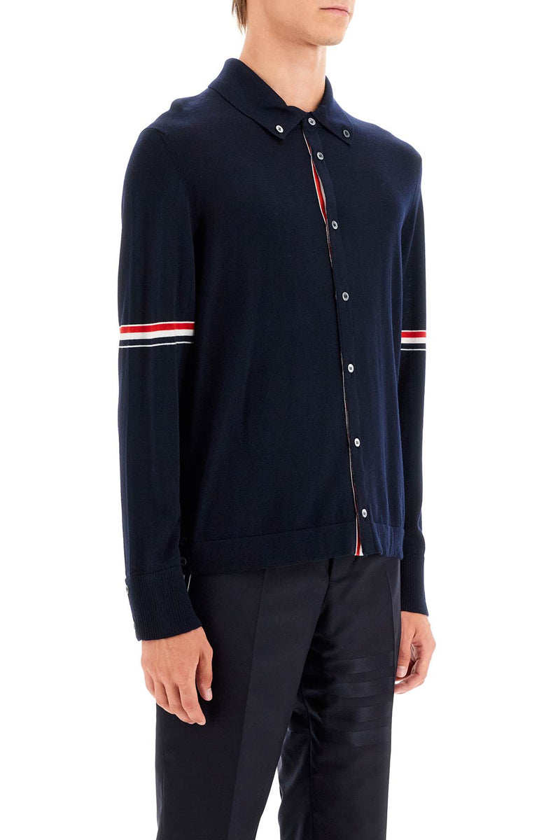 Thom Browne Wool Button-Down Cardigan For Blue